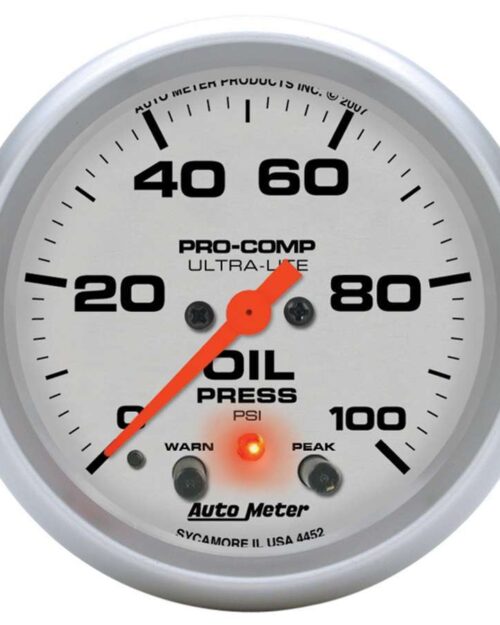 2-5/8in U/L Oil Pressure Gauge w/Peak & Warning