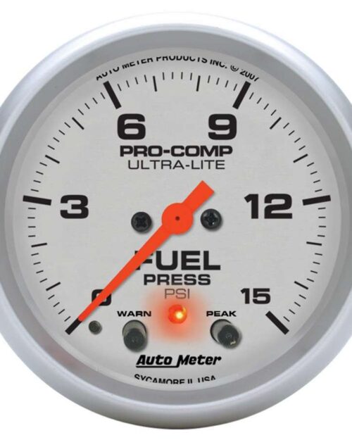2-5/8in U/L Fuel Press. Gauge w/Peak & Warning