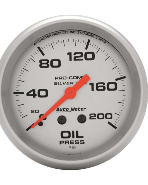 Pro Comp 2-5/8in Silver Liq-Fill Oil 0-200 PSI