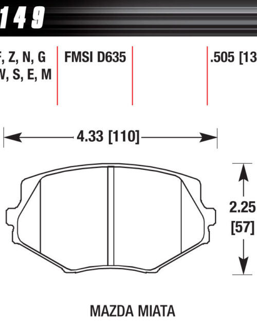 Street Brake Pads Front Miata HP Plus