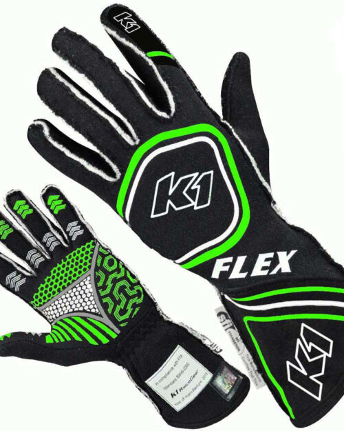 Glove Flex Medium Black / Flo Green SFI / FIA