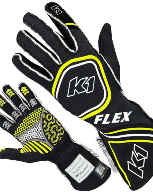 Glove Flex Large Black / Flo Yellow SFI / FIA