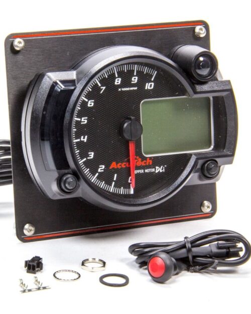 Tach 4in Data Logging Blk w/Blk Alum Panel