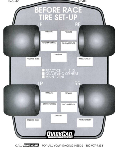 Before Race Tire Set-Up Forms (50 PK)