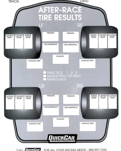 After Race Tire Set-Up Forms (50 PK)