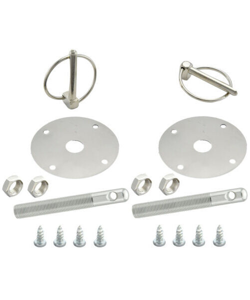 Hood Pin Kit Flip-Over Clips 1/2in Dia. Silver