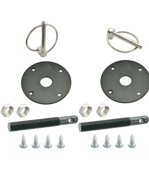 Hood Pin Kit Flip-Over Clips 1/2in Dia. Black