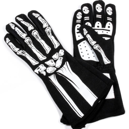 Single Layer White Skeleton Gloves Small