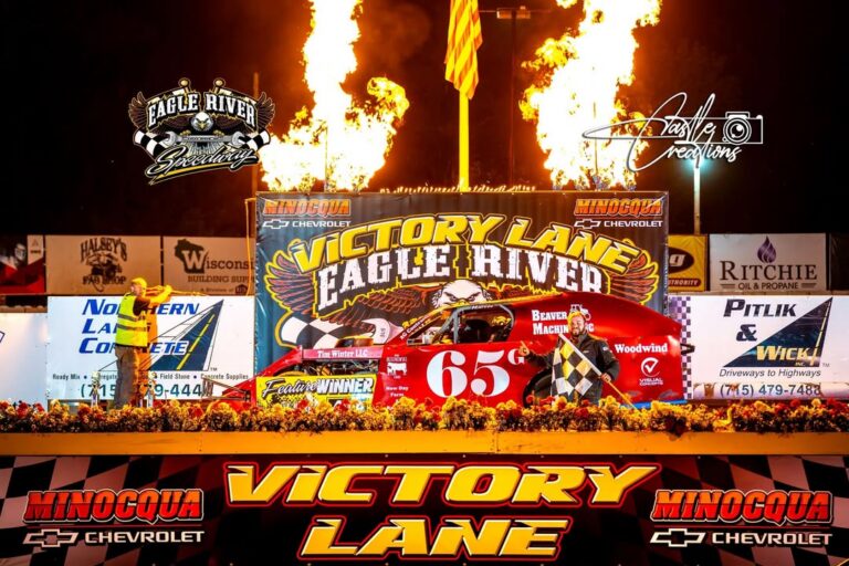 Frank "The Tank" Gasperini parked his Harris B-Mod in Victory Lane on July 28, 2026 at Eagle River Speedway! 🔥🏁
