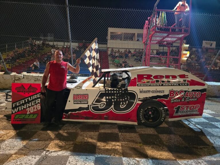 Chad Bennett added another checkered flag to the season, parking his Harris Modified in Victory Lane on Saturday, July 31st at Tri-City Motor Speedway!