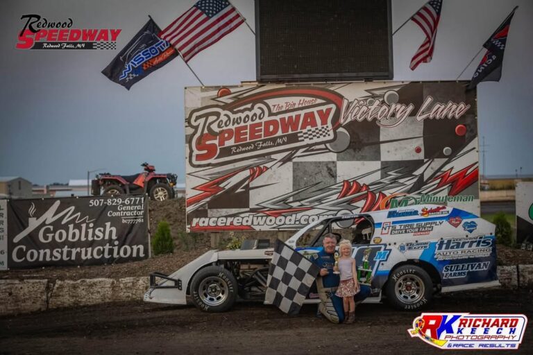 Dan Menk added another feature win to his season Saturday night, parking his Harris Modified in Victory Lane at Redwood Speedway!